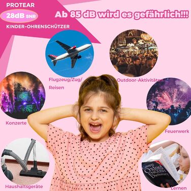 Навушники для захисту вух Kinder - регульовані навушники для дітей, шумоізоляція, SNR 28dB, дизайн єдинорога з рожевою стрічкою