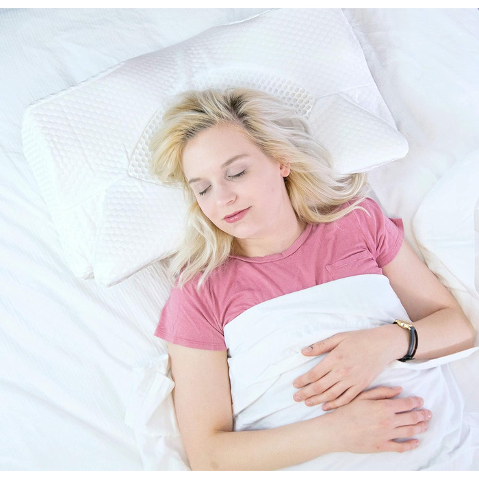 Ортопедична подушка Elviros з memory foam для тих, хто спить на боці, з підтримкою шиї, проти болю в шиї та плечах, 64 x 12,5/10,5 x 38 см, темно-сіра