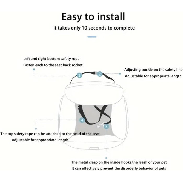 Автокрісло для собак, лежанка для собак у машину, м'яке автокрісло для собак з ременем безпеки, переноска для тварин, авто лежанка для собак, автокрісло для маленьких, середніх та великих собак, сірий колір, розмір M