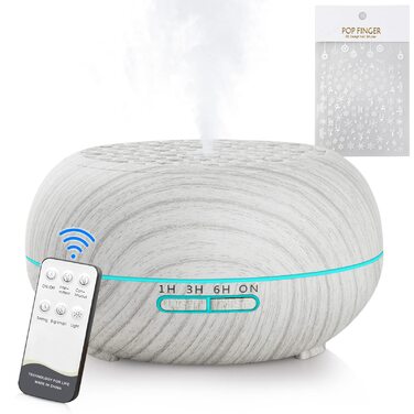 Дифузор Aroma Simpeak 550 мл, Ультразвуковий аромадифузор з дерева для ефірних олій, зволожувач повітря з пультом дистанційного керування (білий)