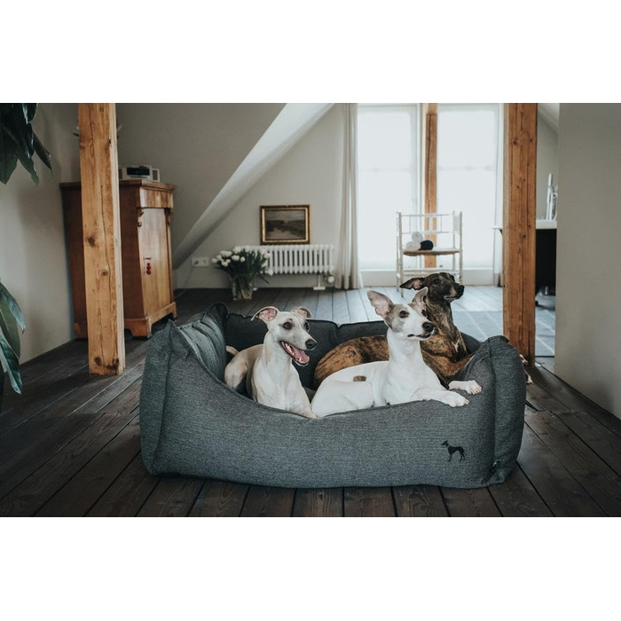Софа для собак HUNTER Livingston, ліжко для собак, тканина, класичний дизайн, S, (антрацит, 80x59x24 см)