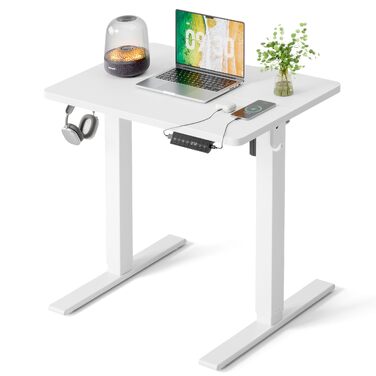 Регульований по висоті письмовий стіл FEZIBO 160x80 см з USB-C та USB-A портами для зарядки, білий