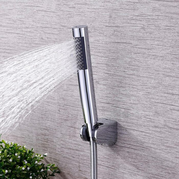 KES Handheld Shower Head Shower Head Bathroom SUS304 Shower Head with Shower Head Holder and Shower Hose Stainless Steel Brushed, LP150-BS (Polished)