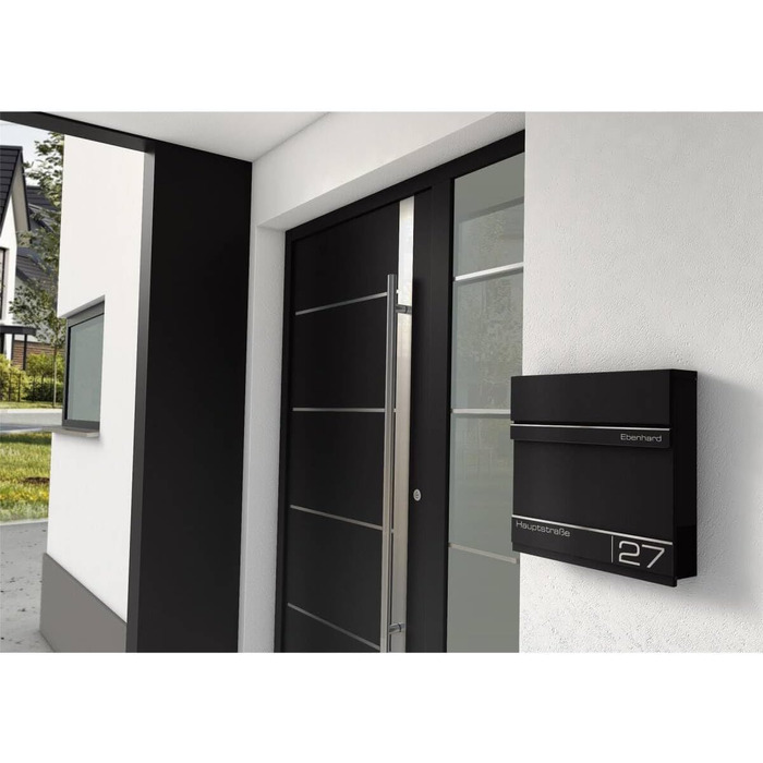 Поштова скринька Metzler Anthrazit RAL 7016 з газетницею та номером будинку – персоналізована лазерним гравіюванням – сучасний поштовий ящик з табличкою, водонепроникний та стійкий до іржі | Модель Hermann