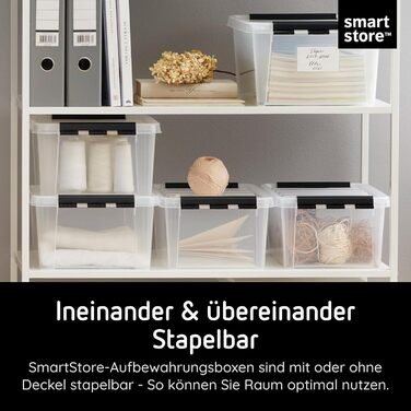 SmartStore - 10x Storage Box with Lid Classic (40x30x11cm) | Stackable Box with Lid | Food-Safe Plastic Box | Plastic Box with Lid & Reinforced Corners | 10 Year Warranty (14.0l, 10-Piece Set)