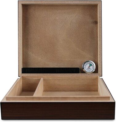 Вологостійкий вологомір Egoist Premium для сигар: дерев'яний Humidor на 5 сигар з системою зволоження та гігрометром (чорний)