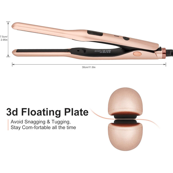 Професійний випрямляч для волосся JAETON Mini Rose Gold 2 в 1 (130-220°C) з рукавичкою