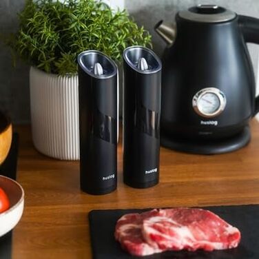 Набір для солі та перцю Gravity, 2 шт., LED-підсвічування, регулювання помелу, 85 мл, елегантний чорний колір