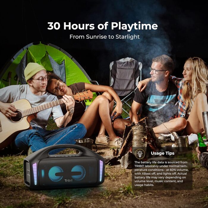 Tribit StormBox Blast – Портативна Bluetooth колонка 140 Вт, XBass, IPX7, 30 год, LED, для вечірок, пляжу, кемпінгу