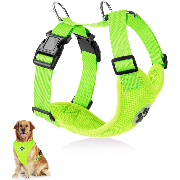 Шлейка для собак SlowTon, No Pull, для малих та середніх собак, м'яка, дихаюча, лімоний колір