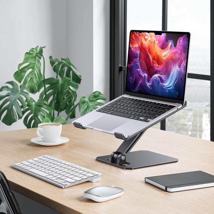 Підставка для ноутбука OMOTON з алюмінію, регульована по висоті, ергономічна, складна, чорна (11-16 дюймів)