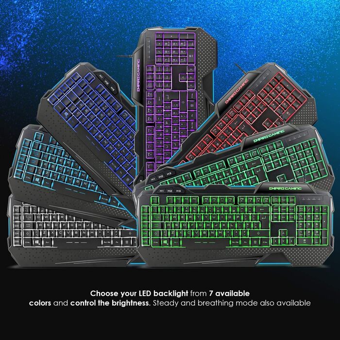 Набір для геймінгу EMPIRE GAMING Hellhounds: Клавіатура, миша, килимок для миші - програмування через ПЗ, RGB підсвічування, 7200 DPI, сумісність з Windows