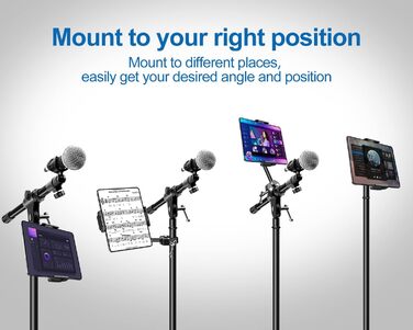 Алюмінієва підставка для iPad з мікрофонним кріпленням Elitehood, чорна