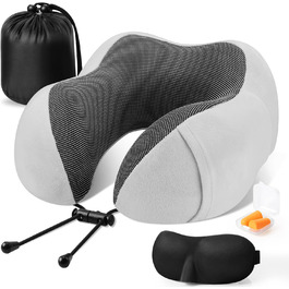 Подушка для шиї CloudBliss Premium Memory Foam - комфортна та підтримуюча, для подорожей, авто, офісу та дому (сірий, 1 шт.)