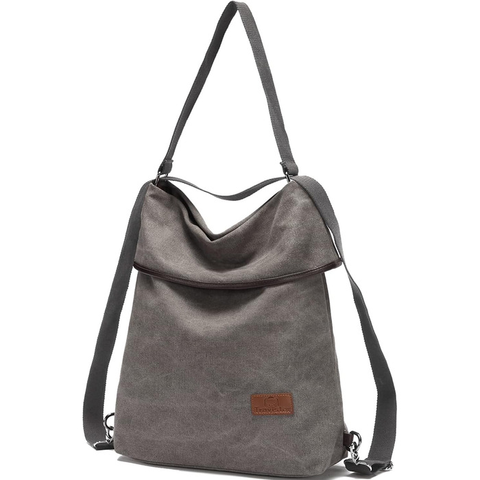 Жіночий рюкзак-сумка Travistar Canvas великий, сірий – антизлодій, для міста, офісу, подорожей