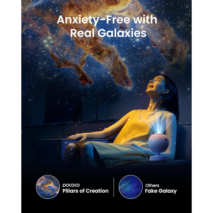 POCOCO Starry Sky Projector, Galaxy Star Projector, Home Planetarium for Kids and Adults; for Bedrooms, Interiors; as Decoration, Sleep Aid, and Relaxation - with 2 Discs (Healing Vibes Gift Box Pink Blue)