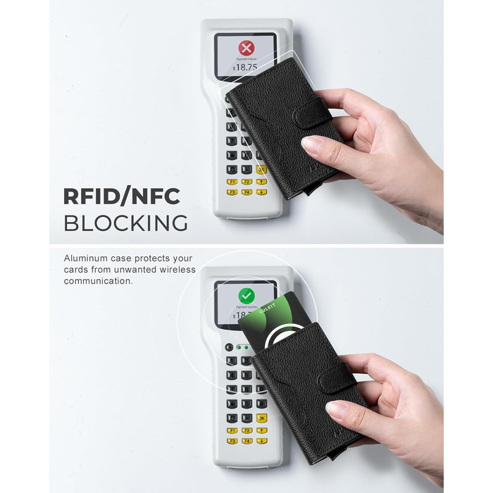 Чоловіче картхолдер VULKIT з RFID захистом, шкіряний, на 3 картки та віконце для ID, з магнітною застібкою, червоний (шкіра Litchi)