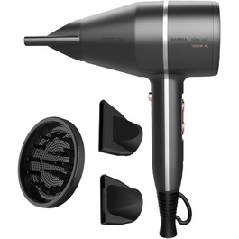 Фен Cecotec Bamba IoniCare Harmony, 2600W, регулювання температури та швидкості, технологія HairCare, іонізація, 1.8 м, 2 насадки, холодний струмінь (чорний, компактний)