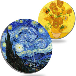 WOW DING Coasters for Drinks, Van Gogh Art, Ceramic Coasters – use 2 famous Van Gogh paintings, unique housewarming gifts, decoration