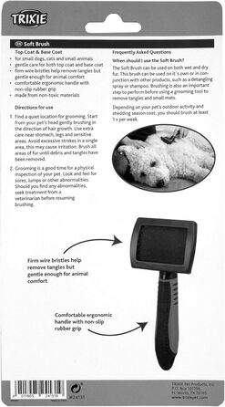 Щітка TRIXIE для собак з м'якою щетиною (метал) - для довгої, короткої та кучерявої шерсті, чорно-синя, 7 x 16 см