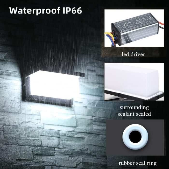 LED вуличне освітлення Lightsjoy - вулична лампа настінна 18W, IP66, алюміній, нейтрально-білий світ (2 шт)