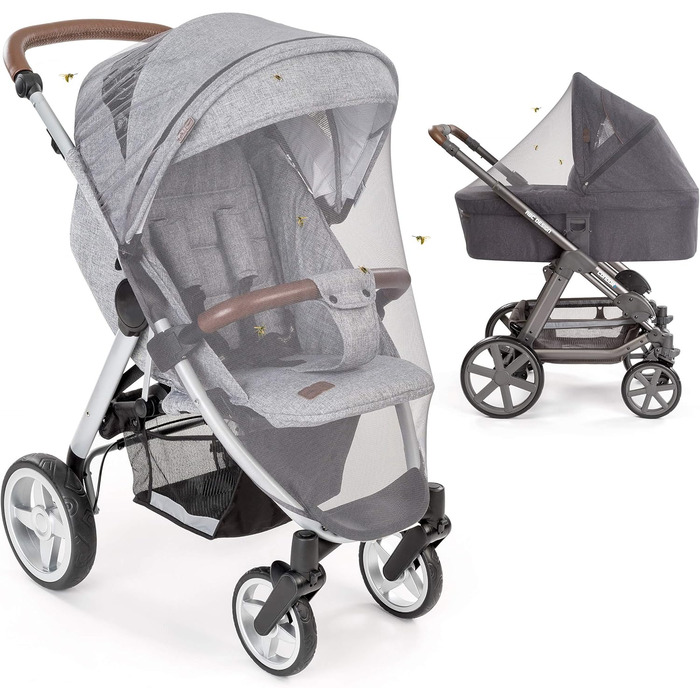 Inlesioo Mosquito Net for Strollers – Jogging Strollers Insect Net – Universal Fit – Premium Quality – Tear-resistant & Washable – Gray