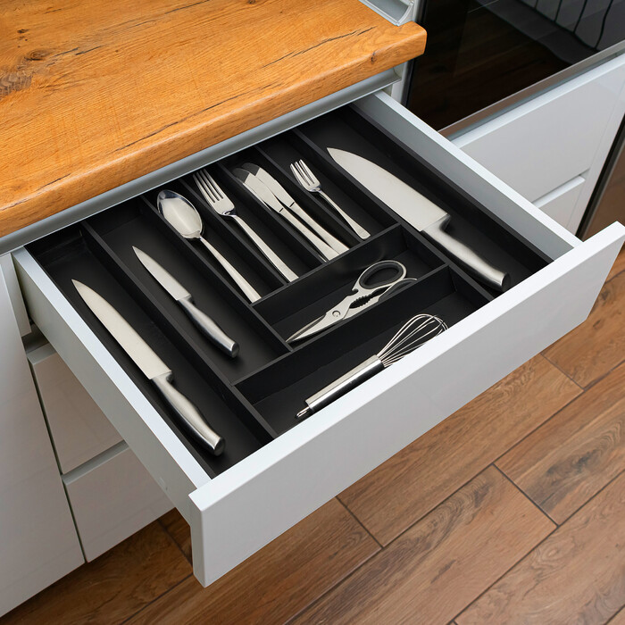 Relaxdays Extendable Bamboo Cutlery Box