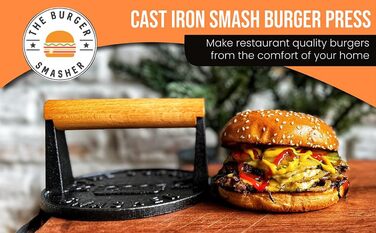Прес для котлет Burger Smasher™ з чавуну для приготування соковитих смажених бургерів | Прес для смаження бургерів, вага для приготування м'яса
