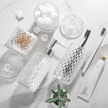 Набір аксесуарів для ванної кімнати, 4 шт., прозоре скло, повний комплект, дозатор для мила та тримач для зубних щіток, Бохо, сучасний декор
