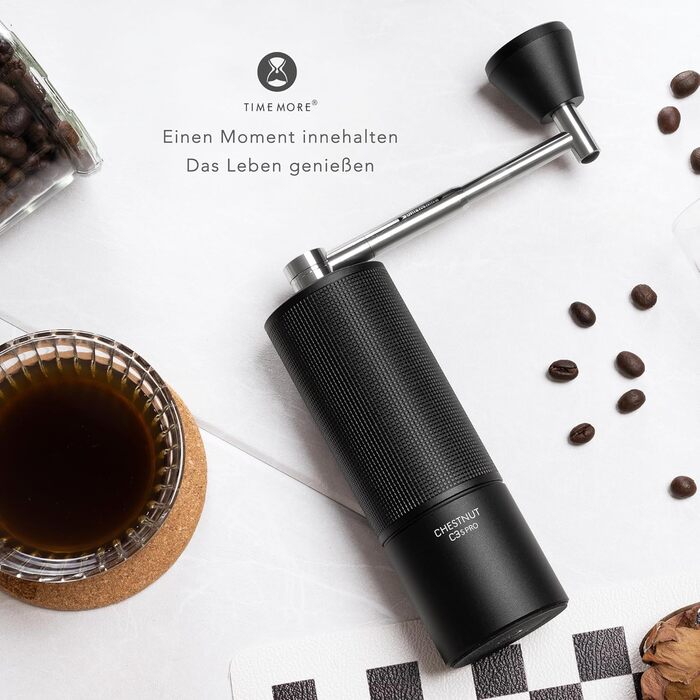 Ручна кавомолка TIMEMORE Chestnut C3s PRO з нержавіючої сталі, для еспресо та френч-прес, чорна