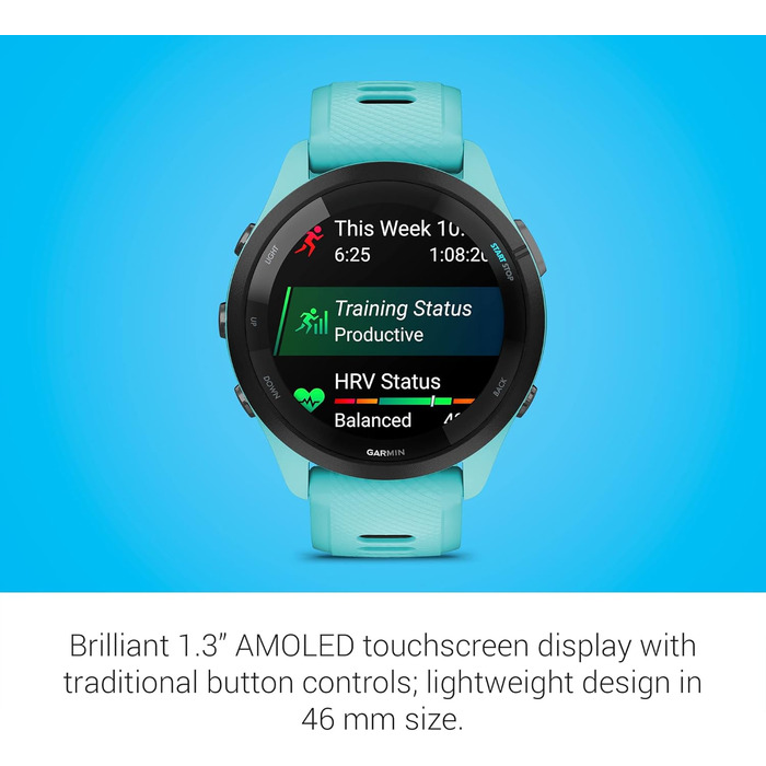 Garmin Forerunner 265 чорний/світло-сірий (46 мм, Aqua та чорний) - GPS годинник для бігу