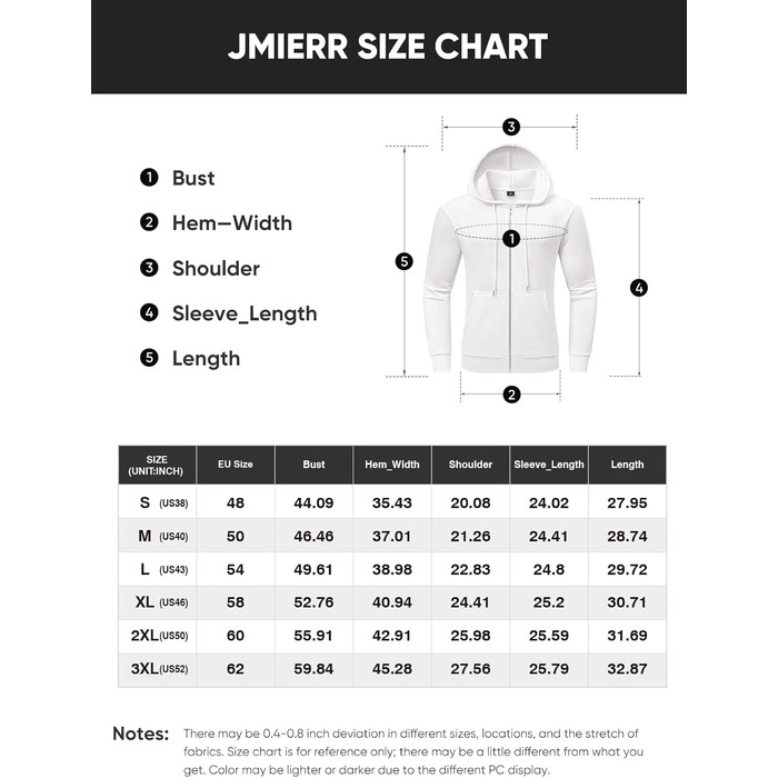 Світшот JMIERR чоловічий з капюшоном, чорний, XL. Теплий, з кишенями, на блискавці, з довгими рукавами. Матеріал: бавовна.
