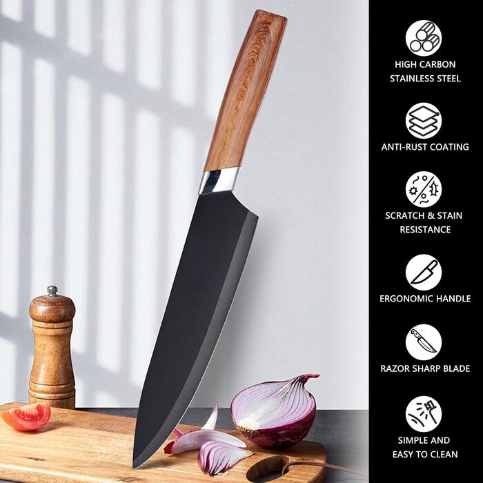 Набір кухонних ножів 5 в 1 з бруском: кухонний, хлібний, шинковий, універсальний, для чищення. З нержавіючої сталі.