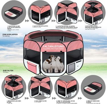 Вольєр для цуценят All Pets United® XXL: вольєр для собак, котів, кроликів та дрібних тварин (рожевий)