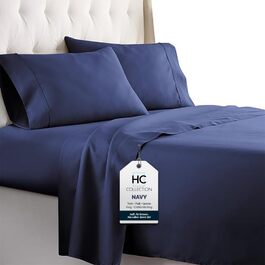 Набір постільної білизни Hotel Luxus Platinum Collection 1800 Series - глибокий кишень, стійкий до зносу та вицвітання (Queen, Navy Blue)