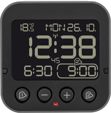 TFA Dostmann Bingo 2.0 Digital Radio Clock, 60.2552.01, High Accuracy, Radio Clock, Temperature Display, Date, L 95 x W 41 x H 96 mm White Numerals