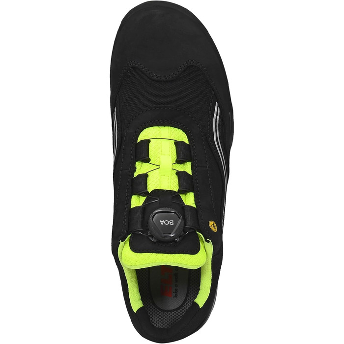 Черевики безпеки ELTEN AMBITION BOA Low ESD S2, чоловічі, шкіра/текстиль, сталевий капок, легкі, спортивні, чорний/жовтий, розмір 44