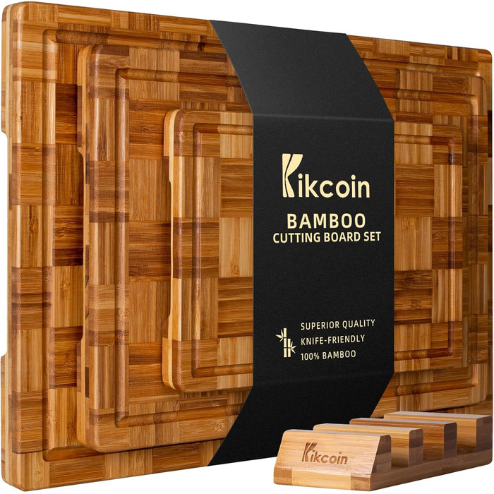 Набір з 3 великих дерев'яних обробних дощок з бамбука Kikcoin Standard (17'L x 12'W)