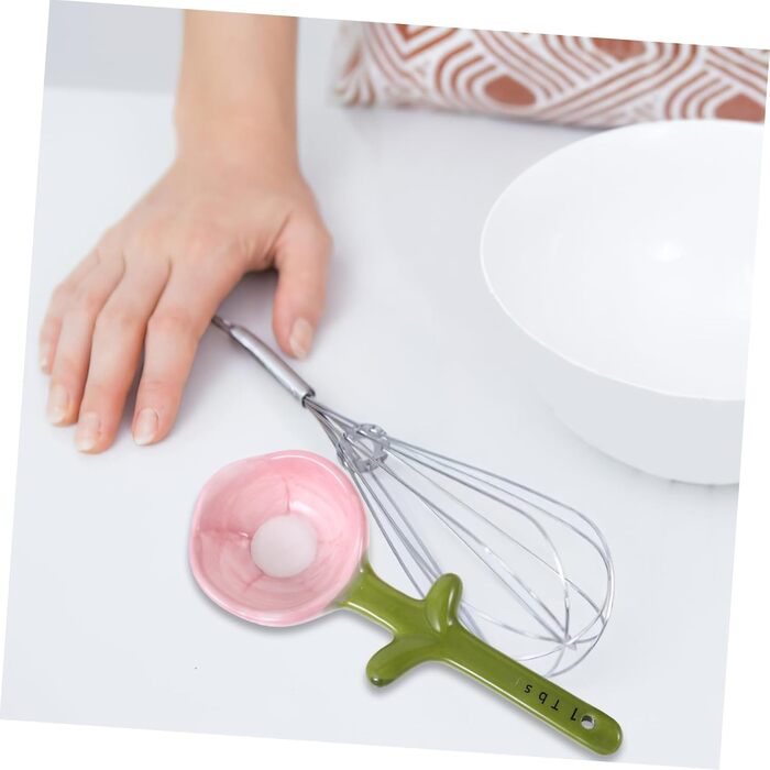 Garneck 2 Sets Back Spoon Measuring Spoon Measuring Figure Measuring Spoon Porcelain Salt Spoon Coffee Measuring Spoon Kitchen Helper Cactus Measuring Cup Ceramic
