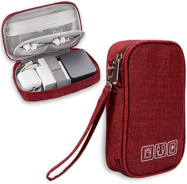 Органайзер для кабелів NEUSID: зручна подорожня сумка для USB-кабелів, Power Bank, SD-карт (червона)