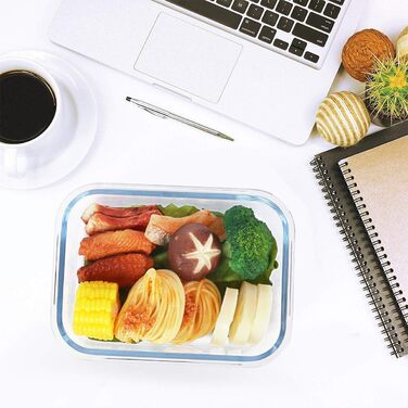 Набір контейнерів для зберігання продуктів MCIRCO 8 шт. 860 мл, скляні, з кришкою, для холодильника, морозильника, посудомийної машини, сірий