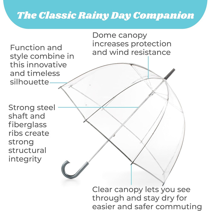 Women's Transparent Umbrella with White and Black Dots - One Size