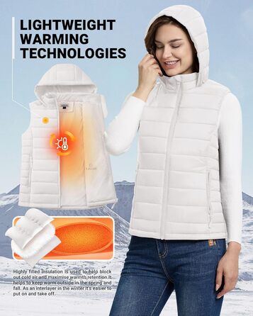 Степлева жилетка Outdoor Ventures для жінок з капюшоном, тепла велосипедна жилетка для туризму та кемпінгу, кремовий колір, XS