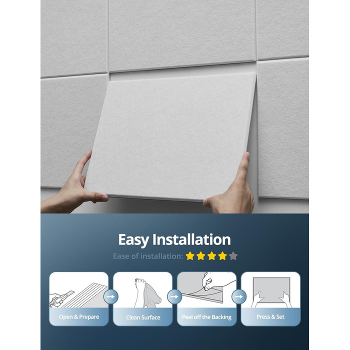 Акустичні панелі для шумоізоляції стін прямокутні, самоклеючі панелі з високою щільністю для звукопоглинання та декору, 30x40x0.9 см, 12 шт, колір верблюжий