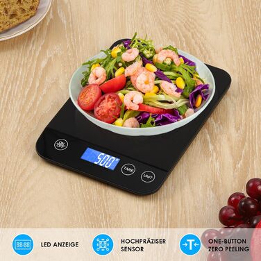 Кухонні ваги Gaethra: цифрові, 15 кг, точність 1 г, з функцією тарування, для продуктів, з батарейками