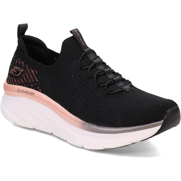 Кросівки Skechers D'lux Walker Let It Glow жіночі, чорні з рожево-золотою окантовкою, 39 EU