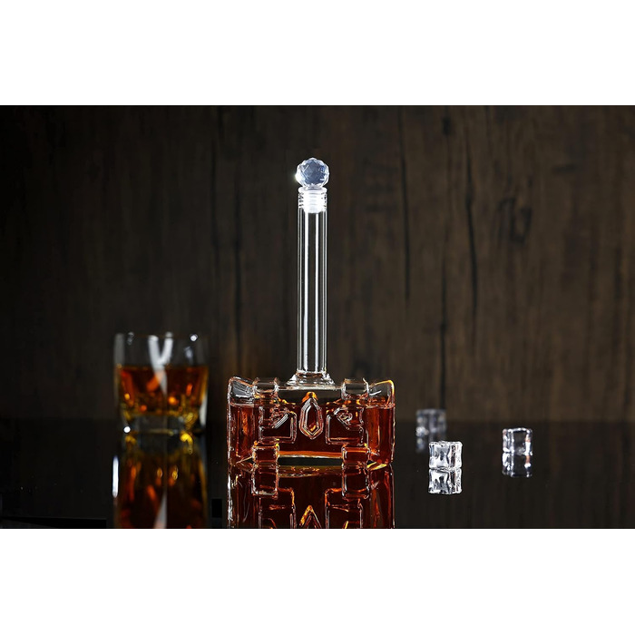 Whiskey Decanter, Handmade Thor's Hammer Decanter, Transparent Creative Whisky Carafe Drink Dispenser For Wine, Brandy, Bourbon, Scotch And Schnapps 400ml