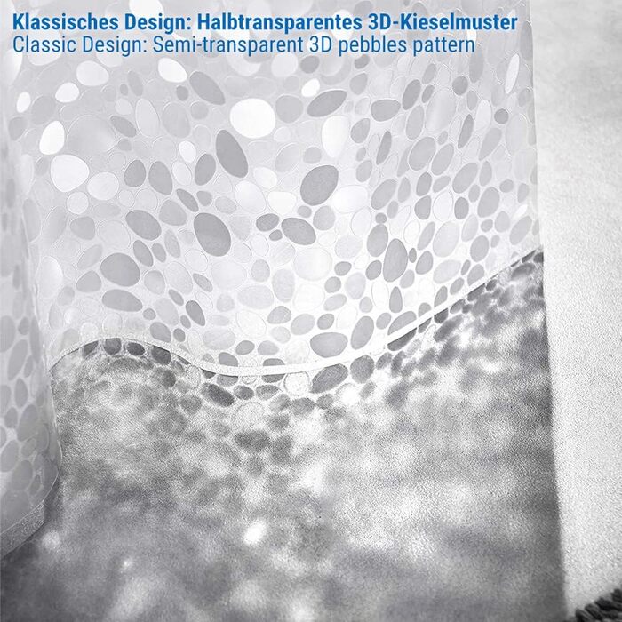 Шторка для душу Ecooe 3D ромби, прозора, 100% EVA матеріал, вологостійка, антигрибкова, 240 x 200 см, з 16 кільцями, для ванної кімнати, товщина 0,15 мм (240 x 200 см)