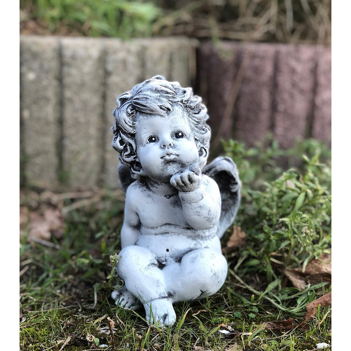 stoneandstyle Steinfigur Angel, little angel figurine, solid stone casting, frost and weather resistant up to -30°C