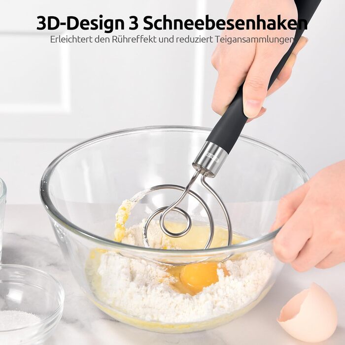 Міксер для тіста U-Taste: ручний вінчик для випічки з нержавіючої сталі 18/8, 32 см, чорний
